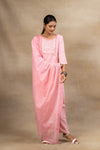 Peach Cotton Readymade Suit And Pant With Cotton Dupatta