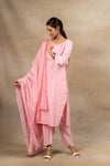 Peach Cotton Readymade Suit And Pant With Cotton Dupatta