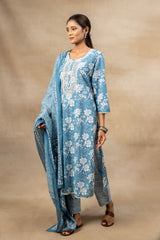 Cotton Kurti And Pant With Cotton Dupatta