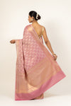 Peach Woven Zari Cotton Saree With Unstitched Blouse