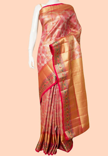 Gajari South Indian Woven Zari Saree With Unstitched Blouse