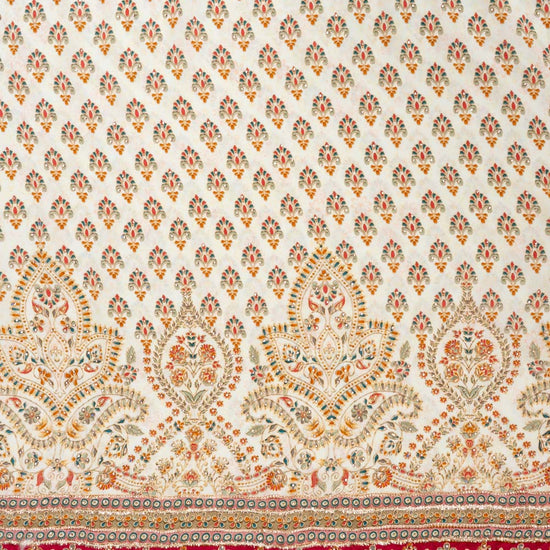Off White Crepe Unstitched Salwar Suit - Dupatta