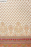 Off White Crepe Unstitched Salwar Suit - Dupatta