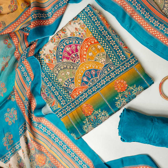 Tussar Rama Crepe Unstitched Suit - flat lay detail