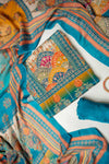 Tussar Rama Crepe Unstitched Suit - flat lay detail