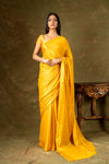 Mango Gold South India Silk Saree With Unstitched Blouse