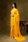 Mango Gold South India Silk Saree With Unstitched Blouse