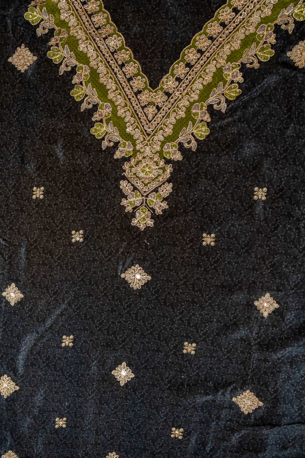 UN8807-RTC-540752 Black Mehandi Top fabric swatch