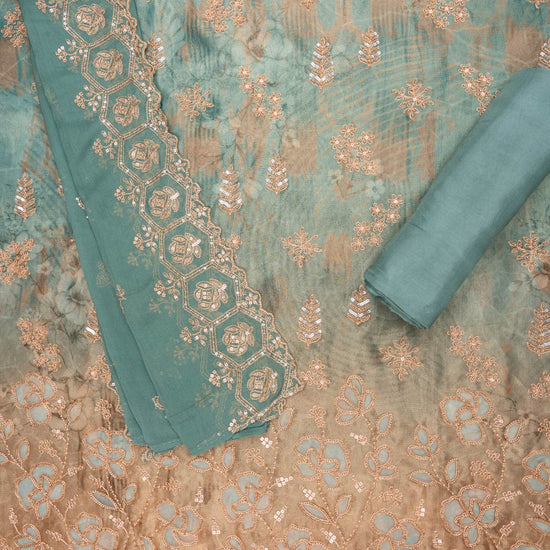 Tussar mint green unstitched suit - styled flatlay