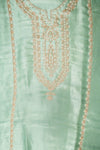 Royal Heritage Tea-Green Banarasi Silk Unstitched Salwar Suit With Silk Dupatta
