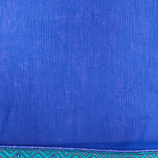 Royal Blue Chiffon Embroidered Saree - Unstitched Blouse Fabric