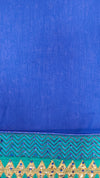 Royal Blue Chiffon Embroidered Saree - Unstitched Blouse Fabric