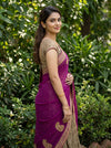 Magenta Georgette Crepe Embroidered Saree - Side View