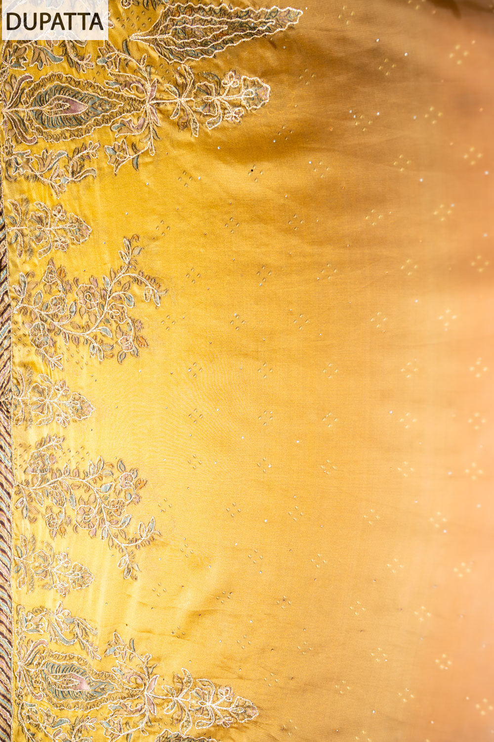 UN8894-KE-540822 Mustard Dupatta fabric swatch