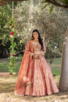 Glow Different In Gajari Lehenga Set With Tissue Dupatta & Readymade Blouse