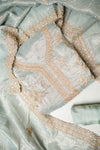Grey Crush Tissue Unstitched Suit - folded detail