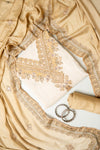 UN8808-RTC-540752 Tussar Mustard Unstitched Suit embroidery detail
