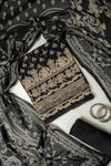 UN9034-RTC-551511 Black Unstitched Suit embroidery detail