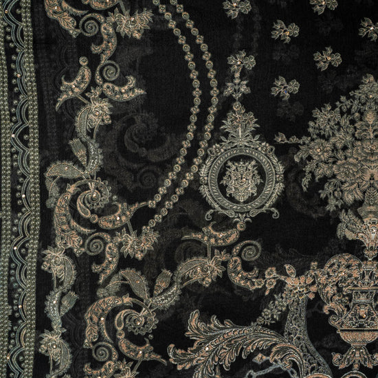UN9034-RTC-551511 Black Dupatta fabric swatch