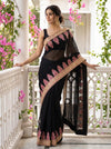 Black Chiffon Embroidered Saree - Full Drape