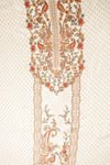 Off White Crepe Unstitched Suit - neckline embroidery close up