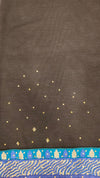 Black Chiffon Embroidered Saree - Unstitched Blouse Fabric