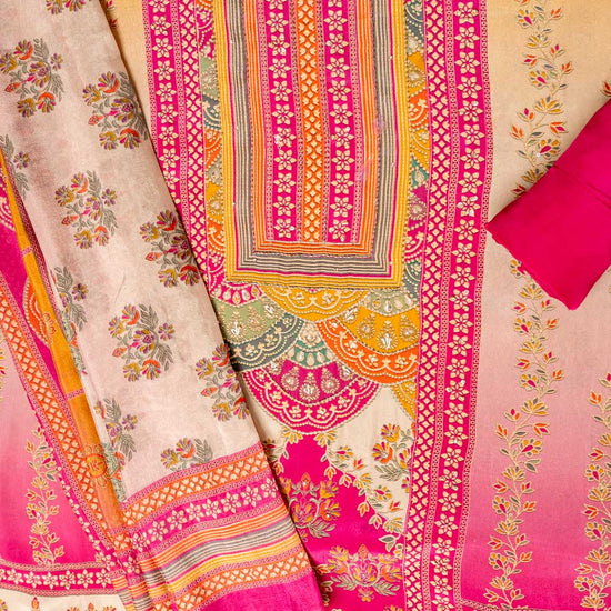 Tussar Rani Crepe Unstitched Suit - flat lay detail