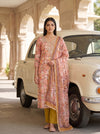Peach Pista Crepe Unstitched Salwar Suit - AI model