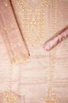 Blush Elegance Peach Crush Tissue Unstitched Salwar Suit With Tissue Dupatta
