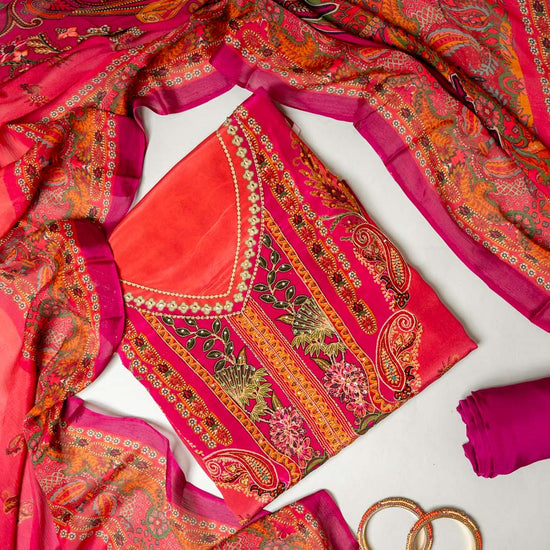 Magenta Crepe Unstitched Suit - styled flat lay