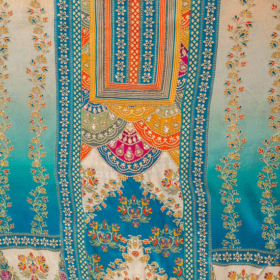Tussar Rama Crepe Unstitched Suit - dupatta detail