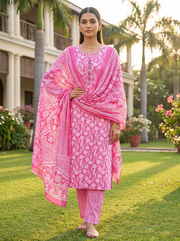 Rani cotton unstitched suit - AI styled lifestyle shot