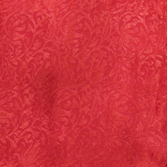Red Crepe Embroidered Saree - Unstitched Blouse Fabric