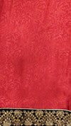 Red Crepe Embroidered Saree - Unstitched Blouse Fabric