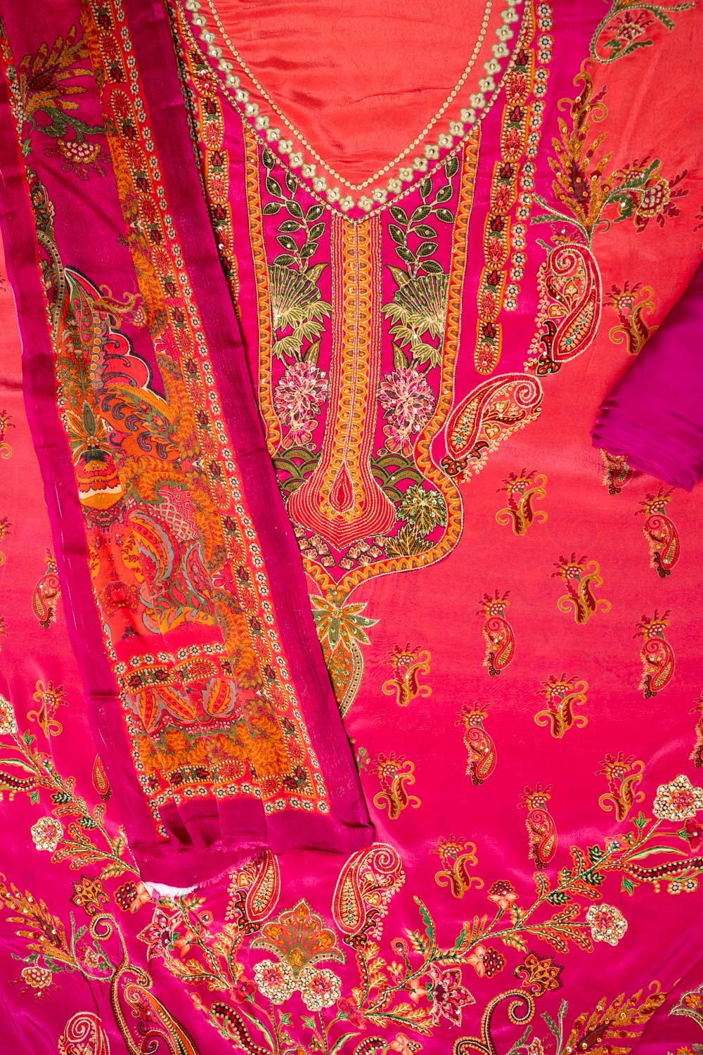 Magenta Crepe Unstitched Suit - flat lay detail