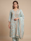 Grey Crush Tissue Unstitched Suit - styled look