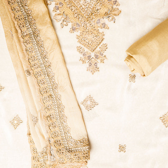 UN8808-RTC-540752 Tussar Mustard Unstitched Suit