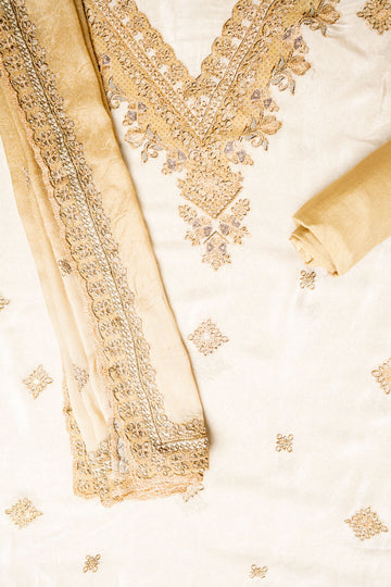 UN8808-RTC-540752 Tussar Mustard Unstitched Suit