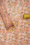 Peach Pista Crepe Unstitched Salwar Suit - Mood