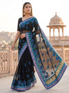 Black Chiffon Embroidered Saree - Full Drape