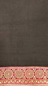Black Georgette Embroidered Saree - Unstitched Blouse Fabric