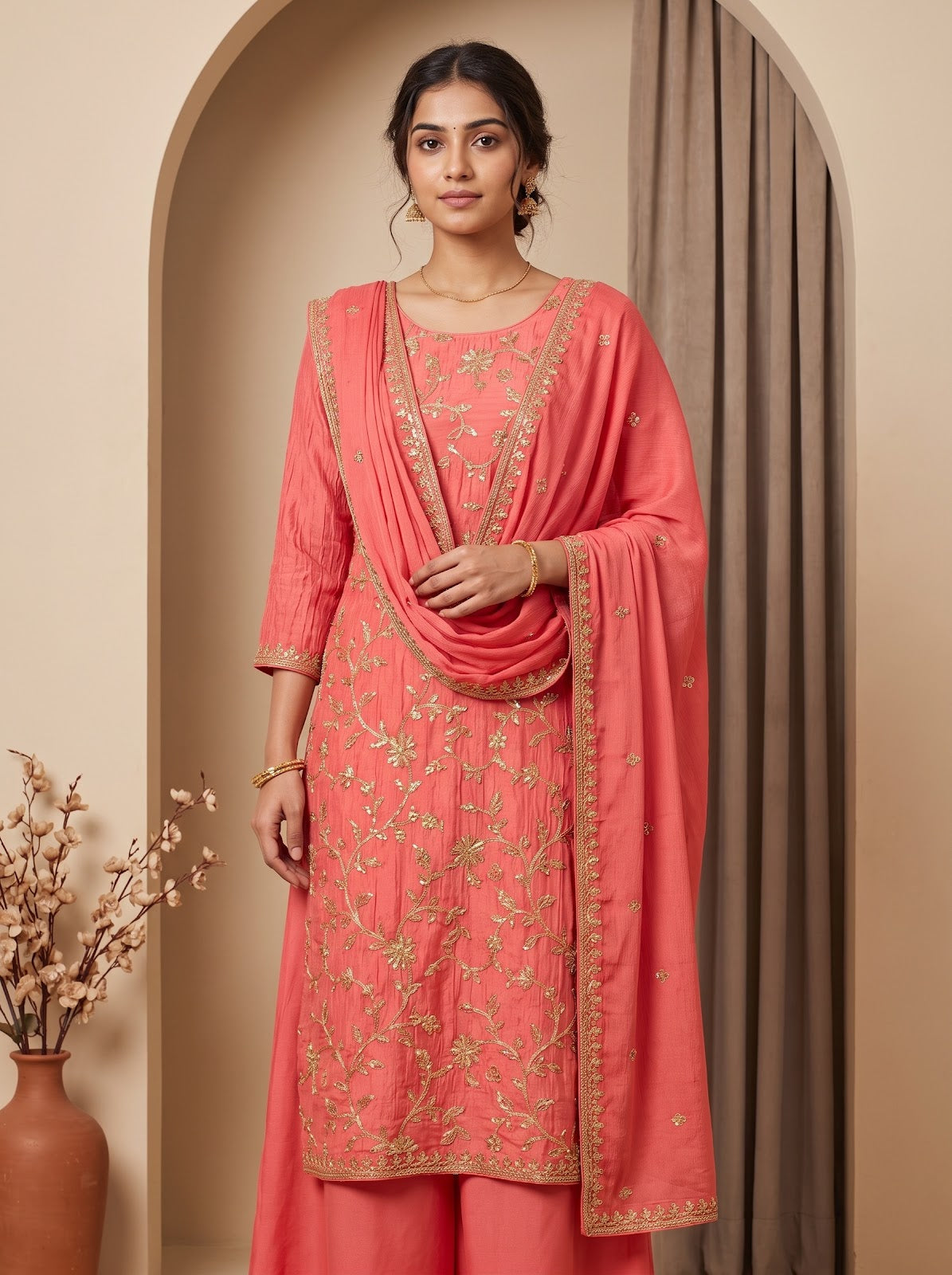 UN8820-RTC-540752 Gajari Unstitched Suit styled look