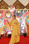 Mango Gold Georgette Readymade Sharara Set With Chinon Crepe Dupatta (Ft:-Gurleen Gambhir & Kamya Punjabi)