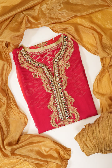 Rani Georgette Semi Stitched Salwar Suit With Dupatta