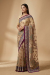 Tussar Net Embroidered Saree With Unstitched Blouse