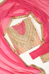Gajari Tussar Georgette Semi Stitched Suit Salwar With Dupatta