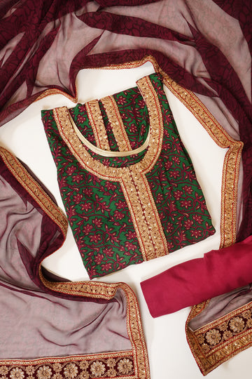 Asst Crepe Semi Stitched Salwar Suit With Dupatta
