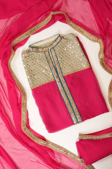 Rani Georgette Semi Stitched Salwar Suit With Dupatta