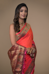 Red Woven Zari Banarasi Silk Saree With Unstitched Blouse