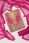 Brown Khaddi Georgette Semi Stitched Salwar Suit With Dupatta
